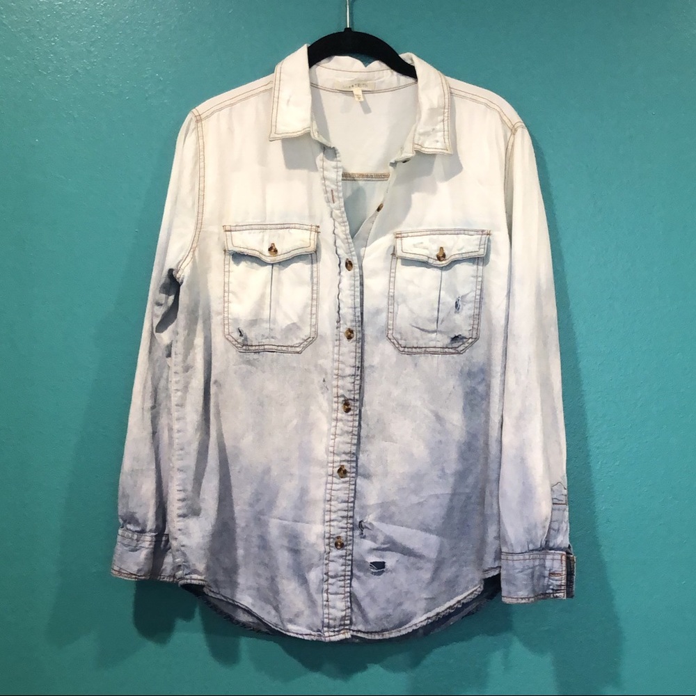 Upcycled Ombré Jean Blouse